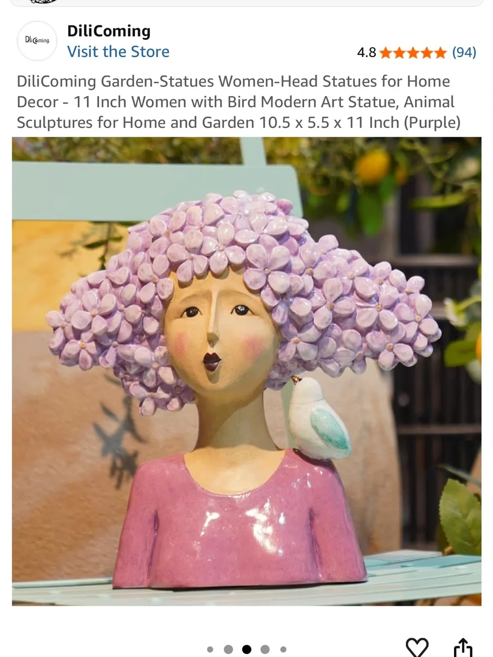 Dilicoming Modern Art Floral Head Statue Garden Bust